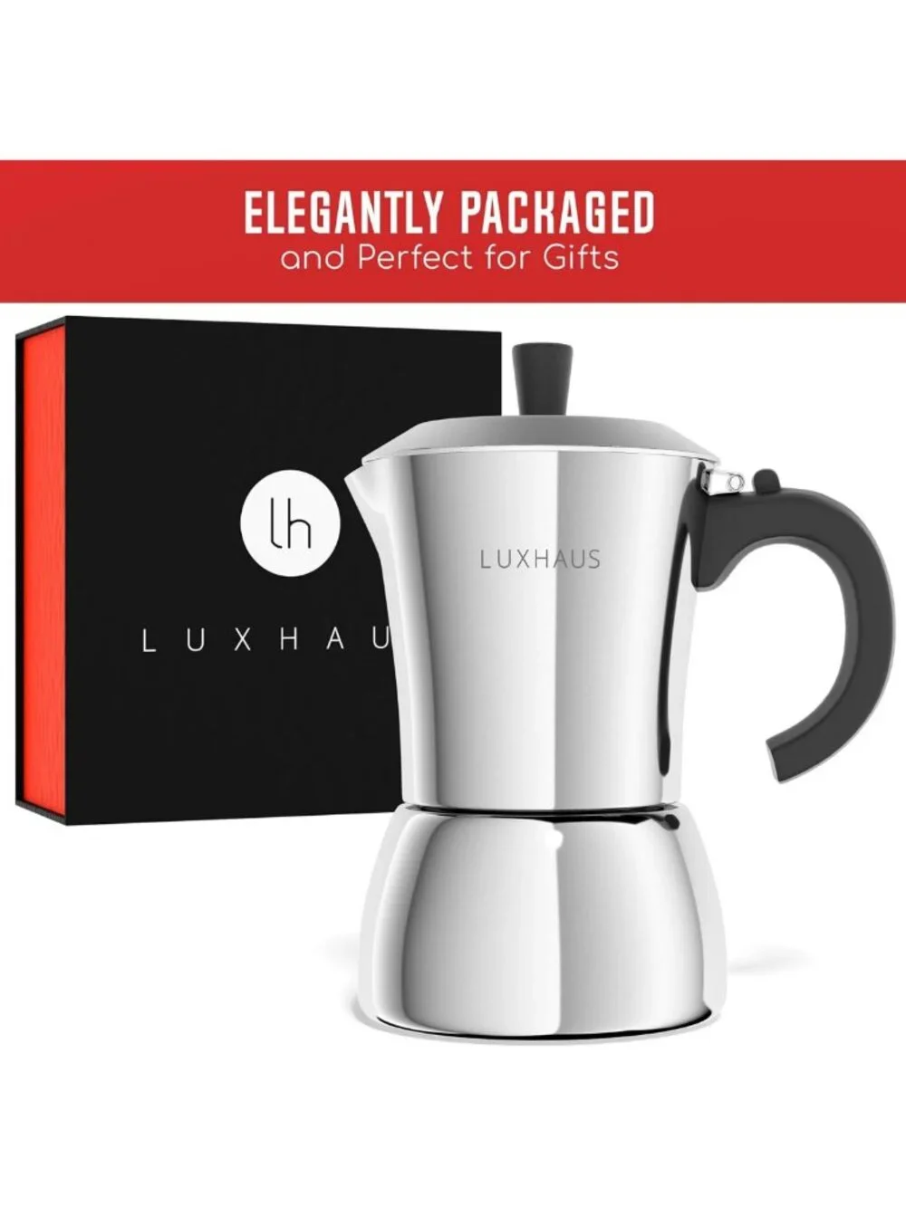 Stovetop Espresso Maker - 6 Cup Moka Pot, Stainless Steel, Italian & Cuban
